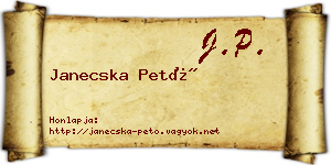 Janecska Pető névjegykártya